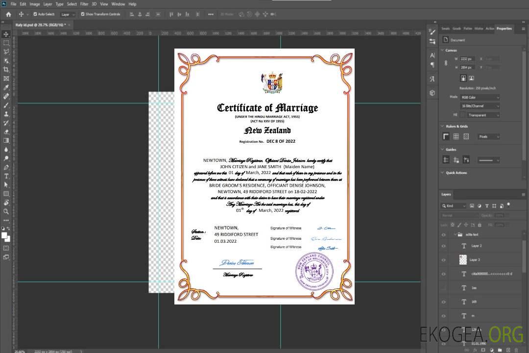 Modèle Word et PDF de certificat de mariage néo-zélandais template Modèle Word et PDF de certificat de mariage néo-zélandais template